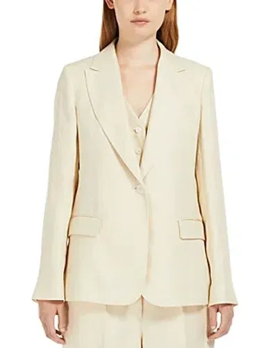 Weekend Max Mara Nalut Linen One Button Blazer In Neutro