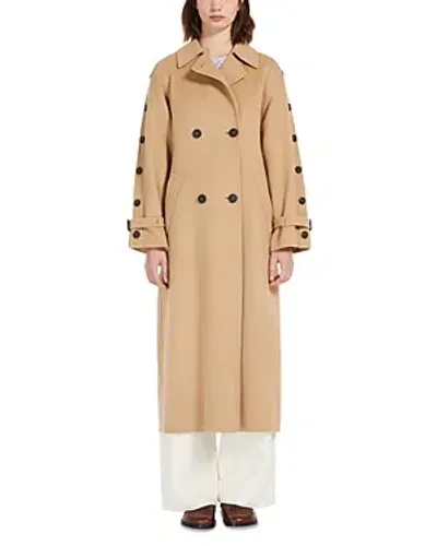 Weekend Max Mara Natale Wool Double Breasted Coat In Beige