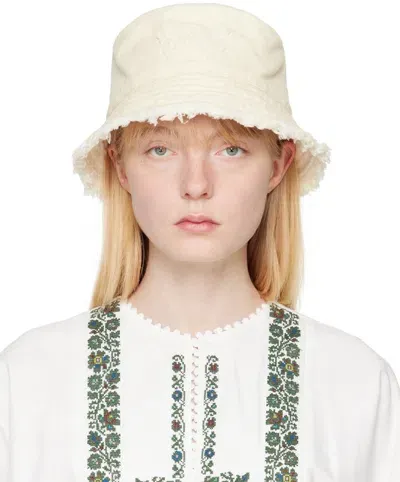 Weekend Max Mara Off-white Frayed Bucket Hat In 1 Optical White