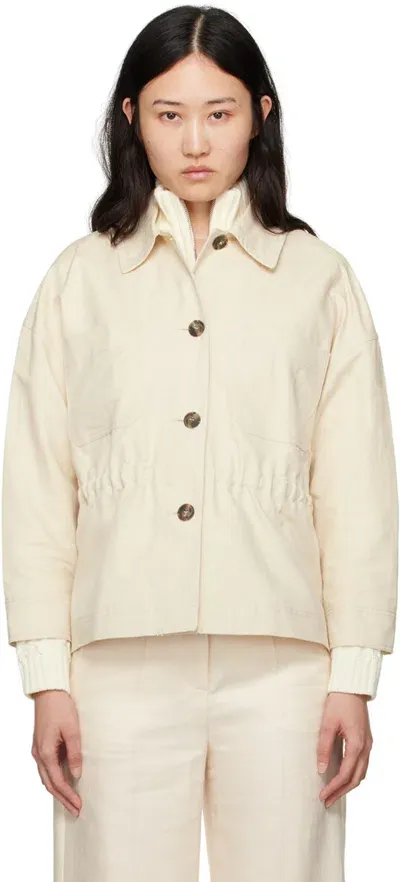 Weekend Max Mara Song Patch-pocket Cotton And Linen-blend Jacket In 아이보리