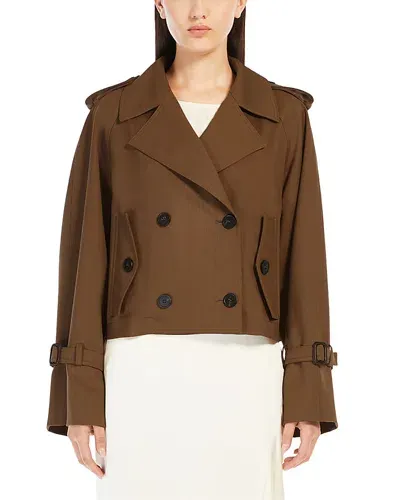 Weekend Max Mara Opossum Short Rain Coat In Tobacco