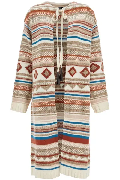 Weekend Max Mara Wool-blend Jacquard Cardigan In Beige