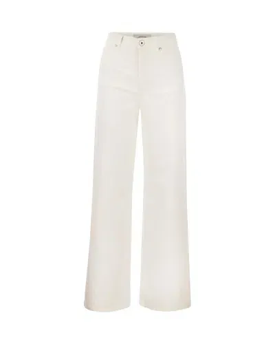 Weekend Max Mara Logo Patch Cropped Jeans In Blue Beige