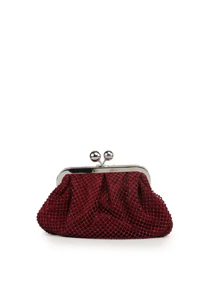 Weekend Max Mara Pasticcino Edita Bag In Mesh And Rhinestones In Rubino