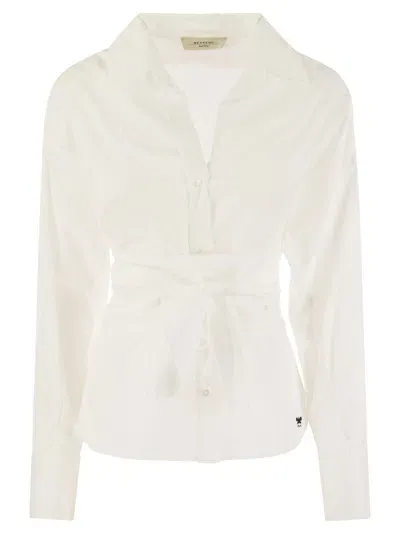 Weekend Max Mara Torino Cotton Poplin Criss Cross Shirt In White