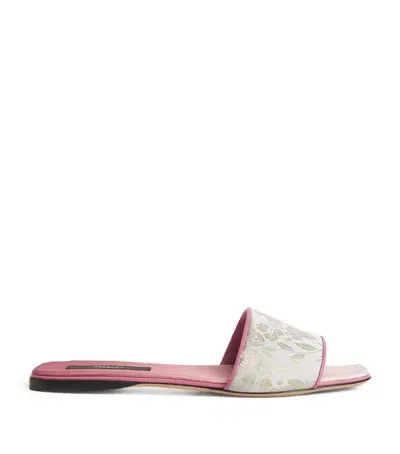 Weekend Max Mara Silk-satin Floral Slides In Grey