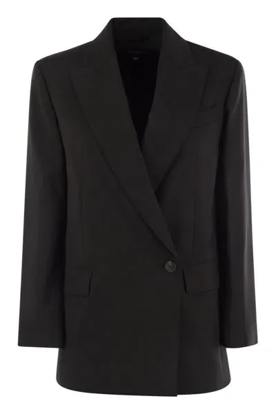 Weekend Max Mara Umbro - Wool Canvas Double-breasted Blazer In Black