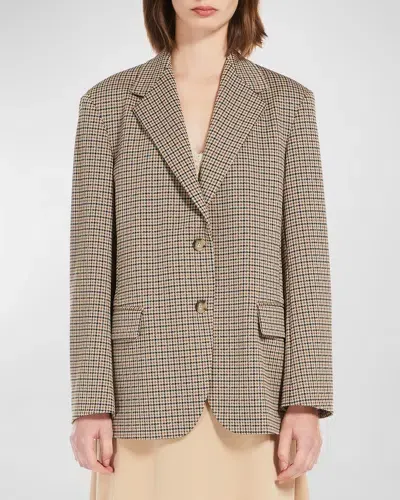 Weekend Max Mara Veletta Houndstooth Jacket In Beige/black