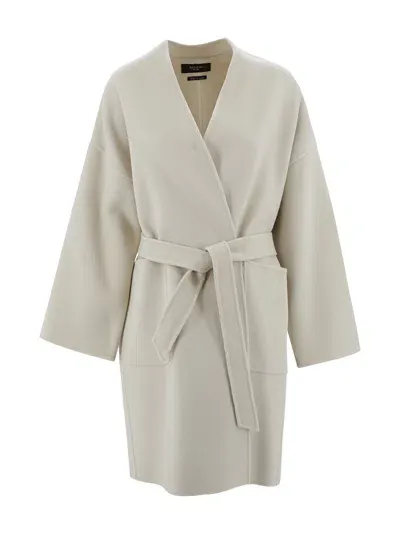 Weekend Max Mara Wool Robe Coat In Cream