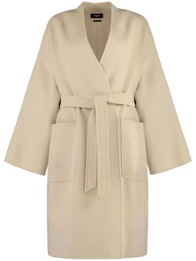 Weekend Max Mara Wool Robe Coat In Neutrals