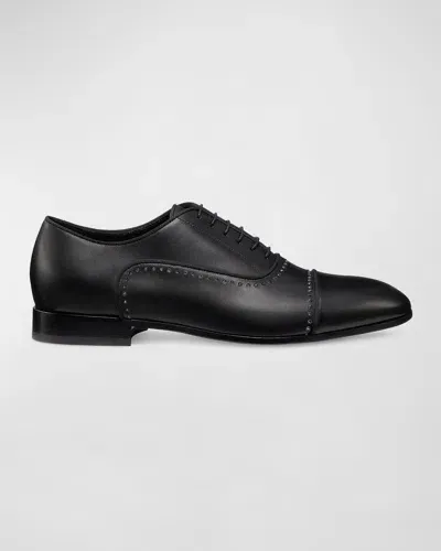 Weitzman Men's Premiere Party Cap-toe Oxford Loafers In Black