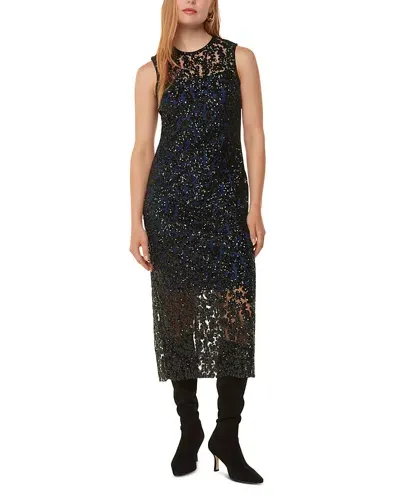 Whistles Lyra Floral Sequin Midi Dress In Black/multi