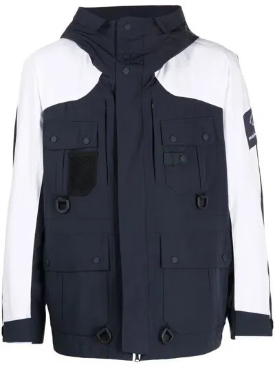 White Mountaineering Multiple Pockets Hooded Jacket In Blue