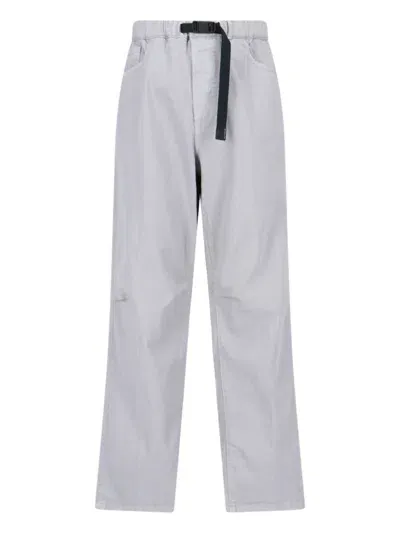 White Sand Straight Pants With Belt In Grey