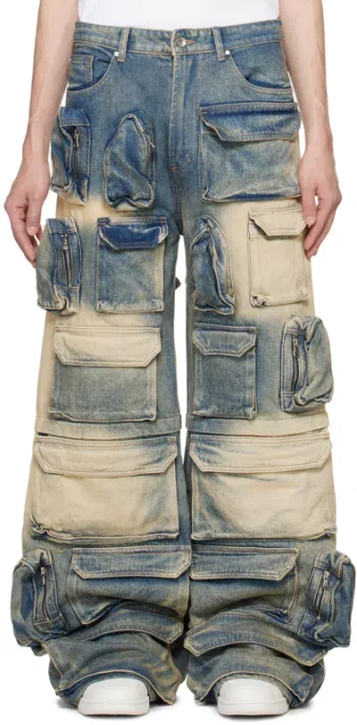 Who Decides War Blue Rave Denim Cargo Pants