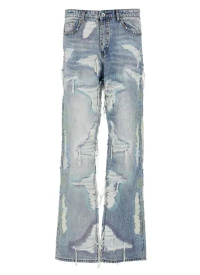 Who Decides War Multicolor Stud Distressed Jeans In Blue