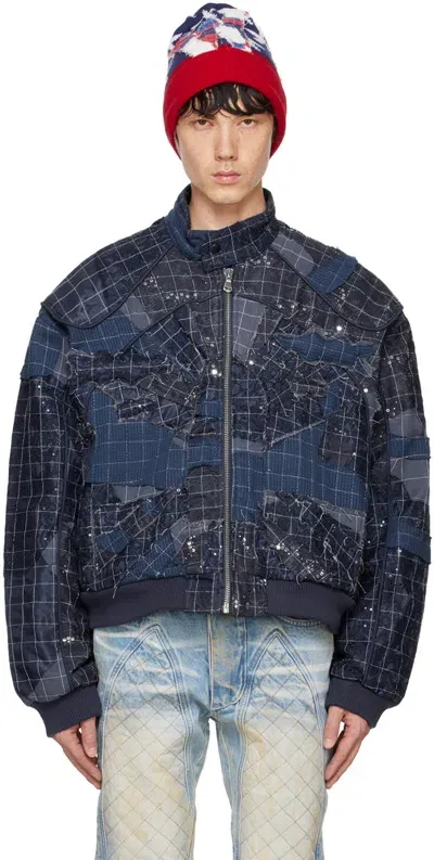 Who Decides War Navy Flight Window Bomber Jacket In Blue