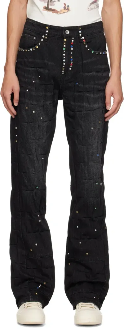 Who Decides War Ssense Exclusive Black Stud Cinched Jeans In Coal