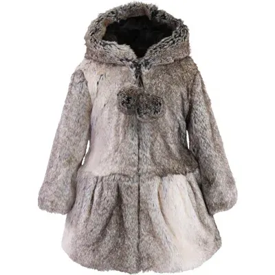 Widgeon Kids'  Hooded Faux Fur Coat In Wild Rabbit