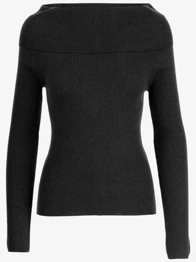 Wild Cashmere Ribbed Silk And Cashmere Sweater In Black