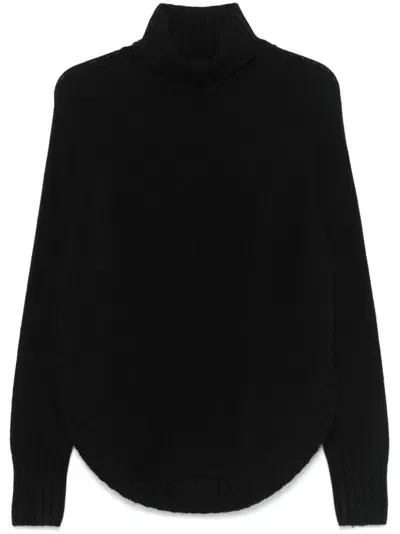 Wild Cashmere Rose Sweater In Black