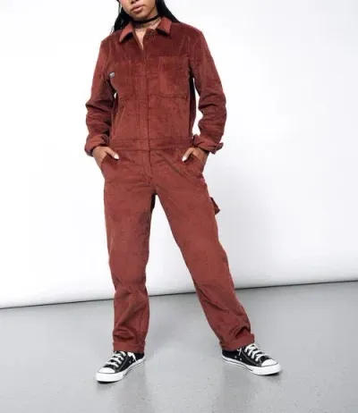 Wildfang The Essential Long Sleeve Coverall In Cinnamon