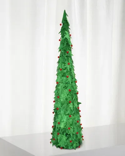 Winward Home 48" Velvet Holly Tree Christmas Decoration In Red/green