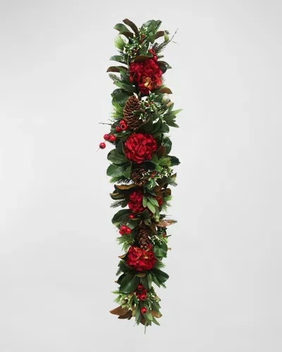 Winward Home 60" Hydrangea Christmas Garland In Red/green