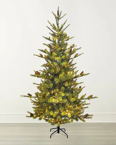 Winward Home Deluxe Village Mix Pine 7.5' Slim Pre-lit Christmas Tree In Green