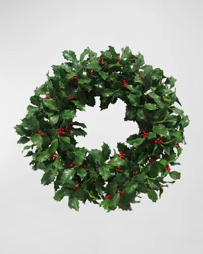 Winward Home Holly Branch Wreath In Green/red