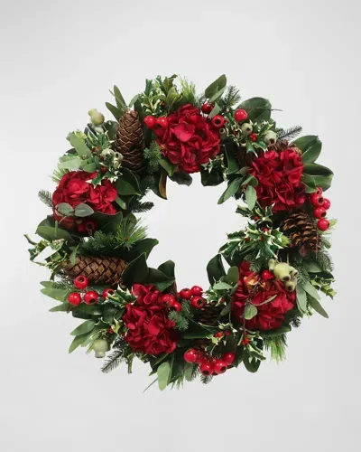 Winward Home Hydrangea Christams Wreath In Red/green