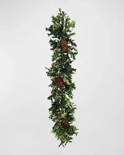 Winward Home Pointed Holly Garland In Variegated Green