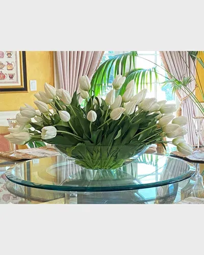 Winward Home Tulip Mix In Glass Bowl In White/green