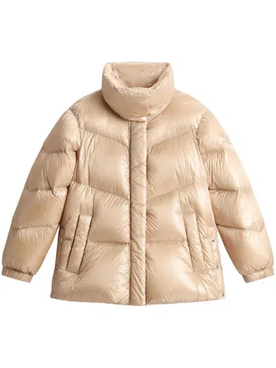 Woolrich Aliquippa Puffer Jacket In Beige