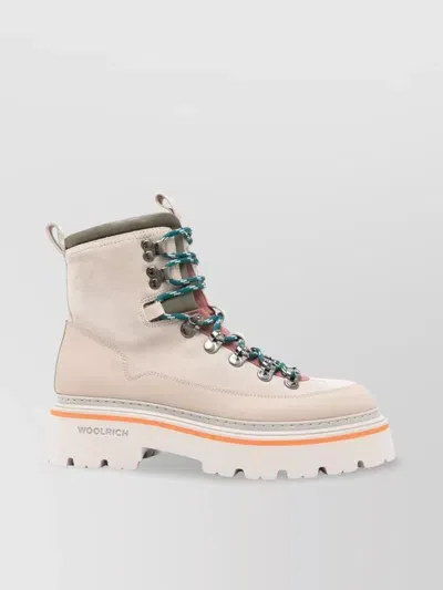 Woolrich Leather Boots In Beige