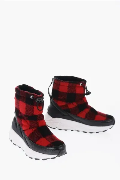 Woolrich Buffalo Checked Virgin Wool Arctic Booties With Leather Deta In Multi