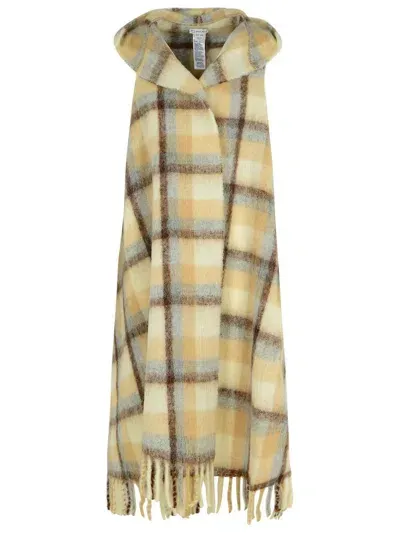 Woolrich Checked Fringed Knit Cape Scarf In Multi