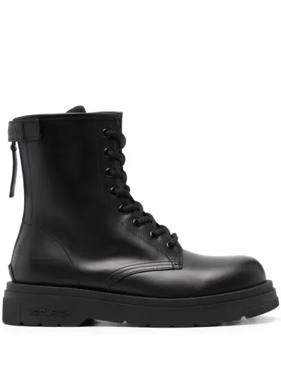 Woolrich Leather Ankle Boots In Black