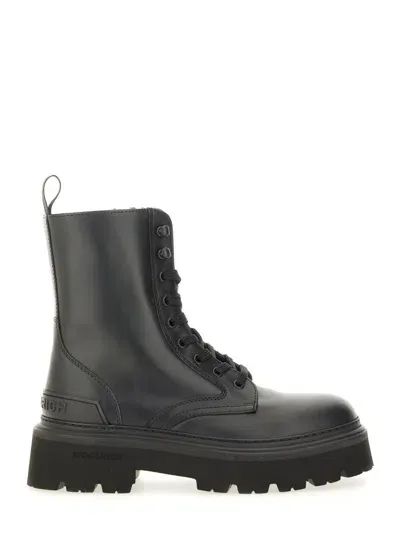 Woolrich Leather Ankle Boots In Black