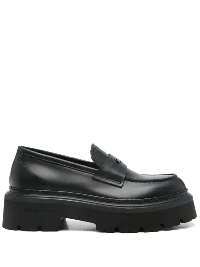 Woolrich Leather Loafers In Black