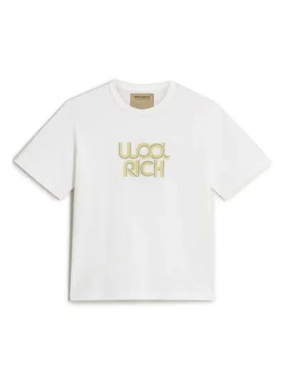 Woolrich Kids' Logo-print Cotton T-shirt In White