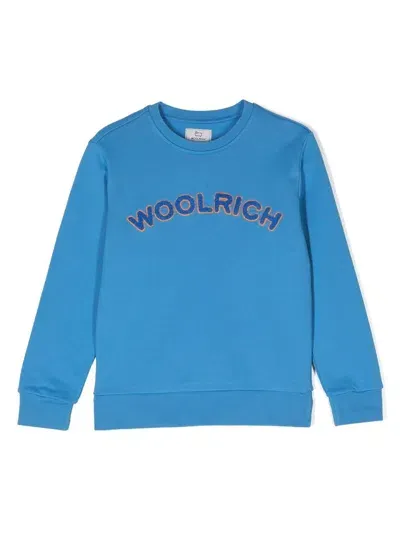 Woolrich Kids' Varsity Terry-cloth-logo Sweatshirt In Blue