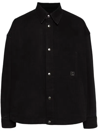 Wooyoungmi City Graphic Denim Shirt Jacket In 989b Black