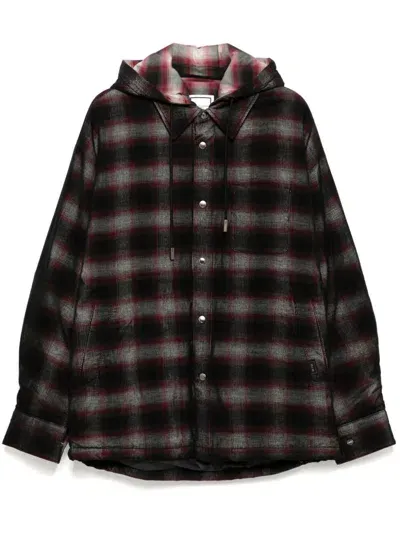 Wooyoungmi Detachable Hood Checkered Shirt Jacket In Red