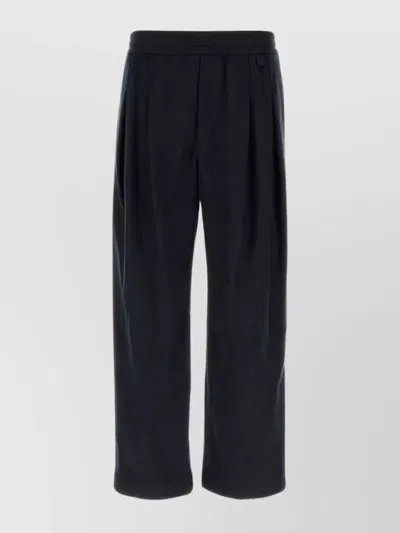 Wooyoungmi Wide Leg Pant With Pleated Front In Blue