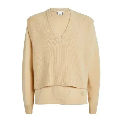 Wooyoungmi Wool Blend Double-layer V-neck Sweater In Beige