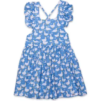 Worthy Threads Babies'  Girls Ruffle Sleeve Dress In Blue Ducks