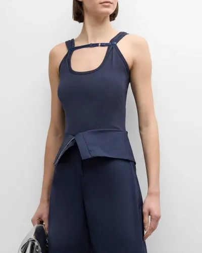 Wynn Hamlyn Cotton Strap Tank Top In Navy