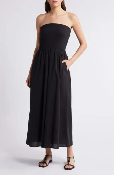 Xirena Xírena Finnian Strapless Cotton Maxi Dress In Black