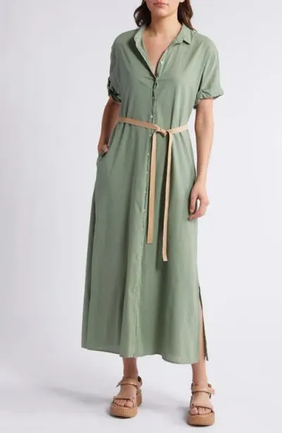 Xirena Xírena Linnet Cotton Maxi Shirtdress In Green Army